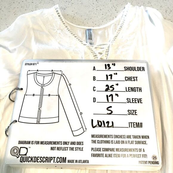 Maria Rello White Lace Boho Top Lace Up Neckline Womens Size Small Rayon - Picture 9 of 9